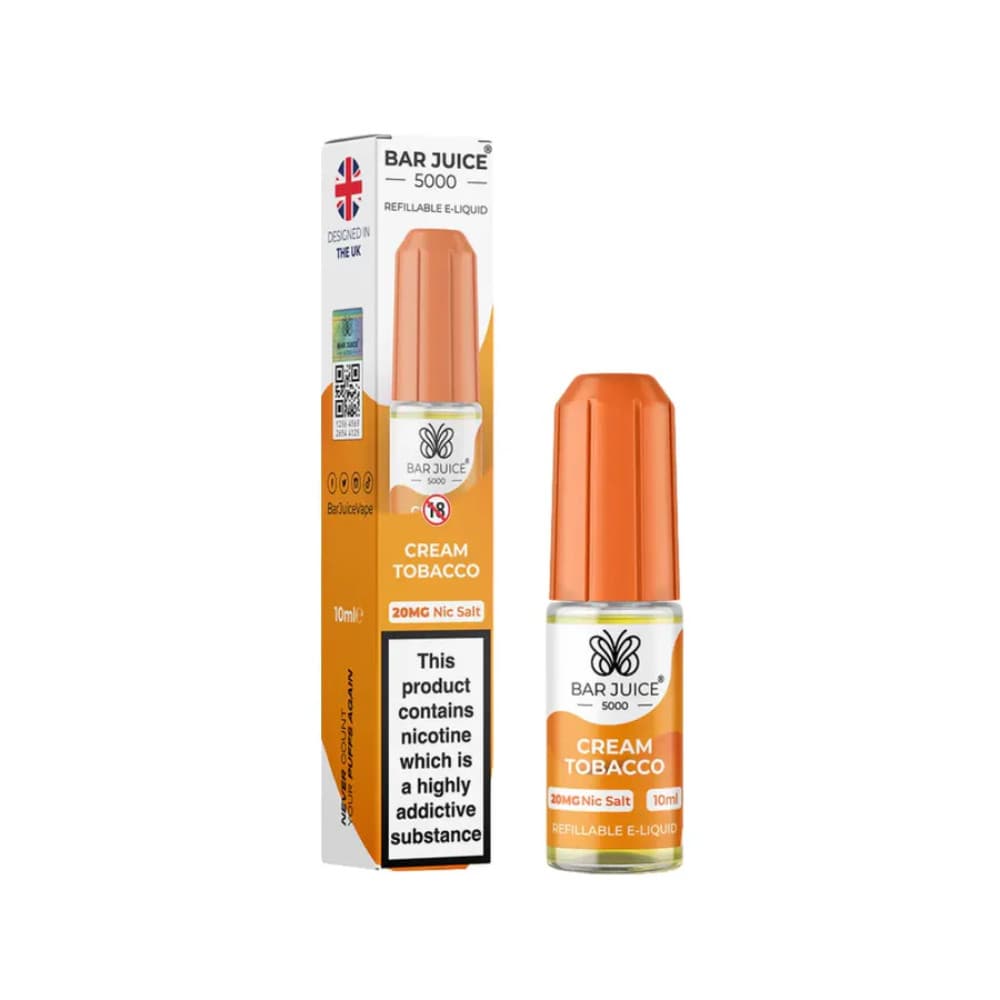  Cream Tobacco / 10mg Bar Juice 5000 Nic Salts E-Liquids 10ml 