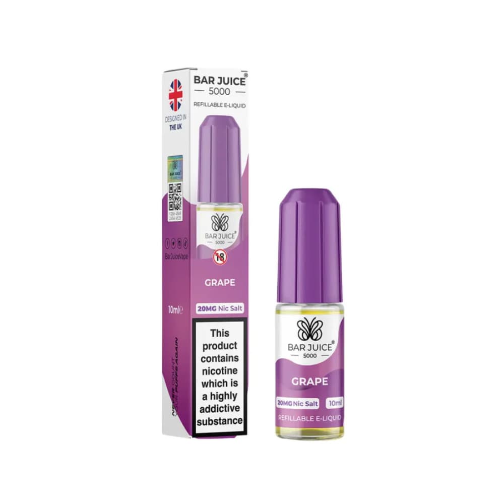  Grape / 20mg Bar Juice 5000 Nic Salts E-Liquids 10ml 