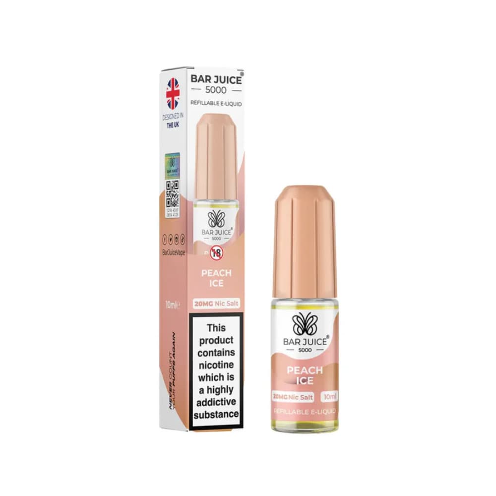 Peach Ice / 20mg Bar Juice 5000 Nic Salts E-Liquids 10ml 