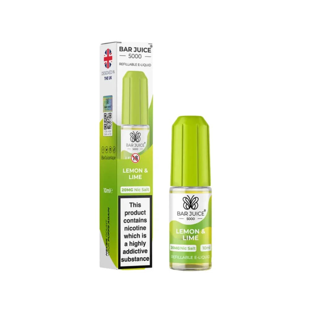  Lemon Lime / 20mg Bar Juice 5000 Nic Salts E-Liquids 10ml 
