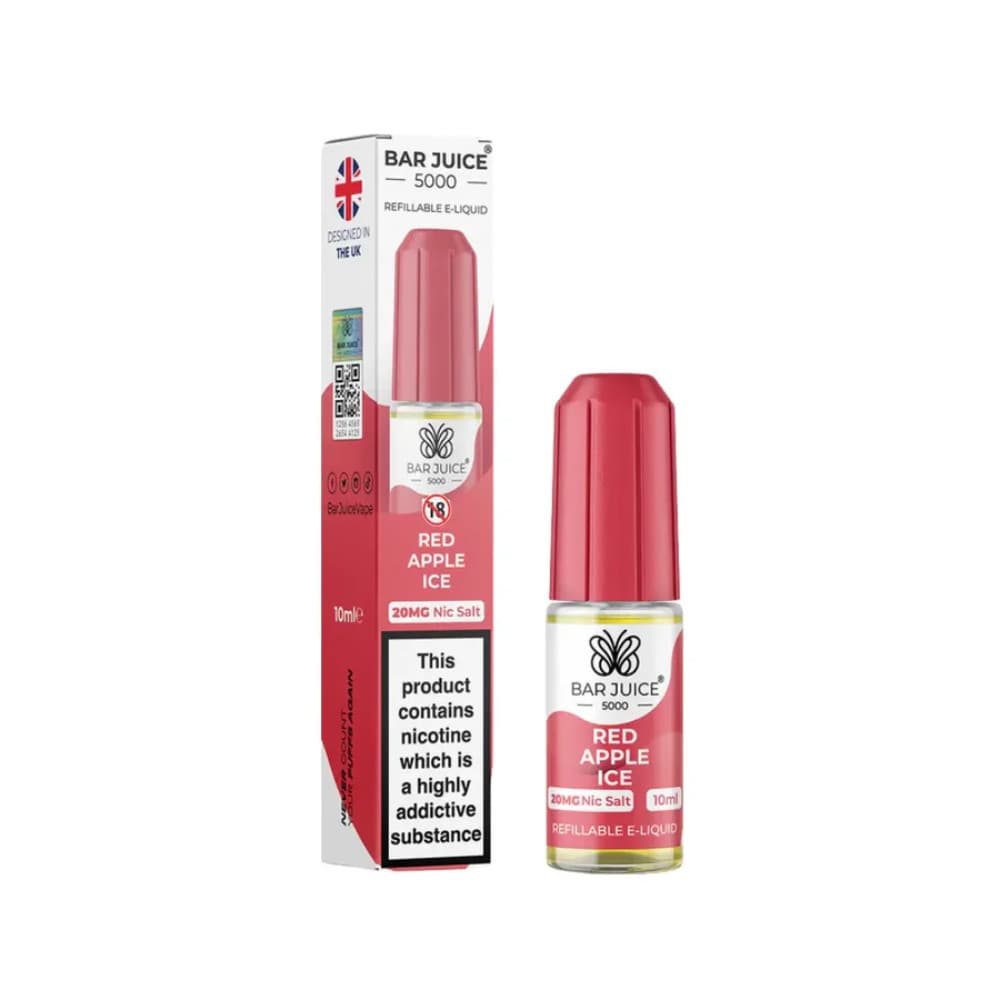  Red Apple Ice / 20mg Bar Juice 5000 Nic Salts E-Liquids 10ml 