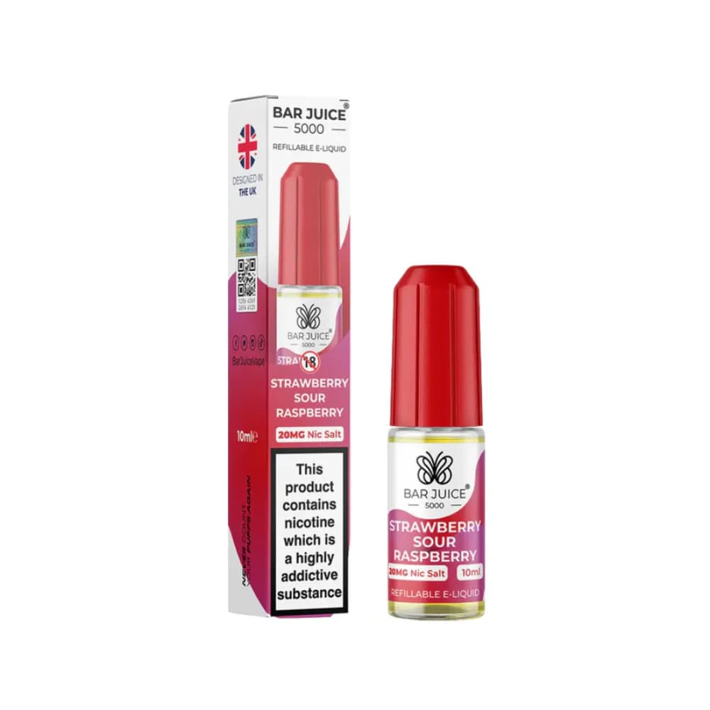 Strawberry Sour Raspberry / 20mg Bar Juice 5000 Nic Salts E-Liquids 10ml 