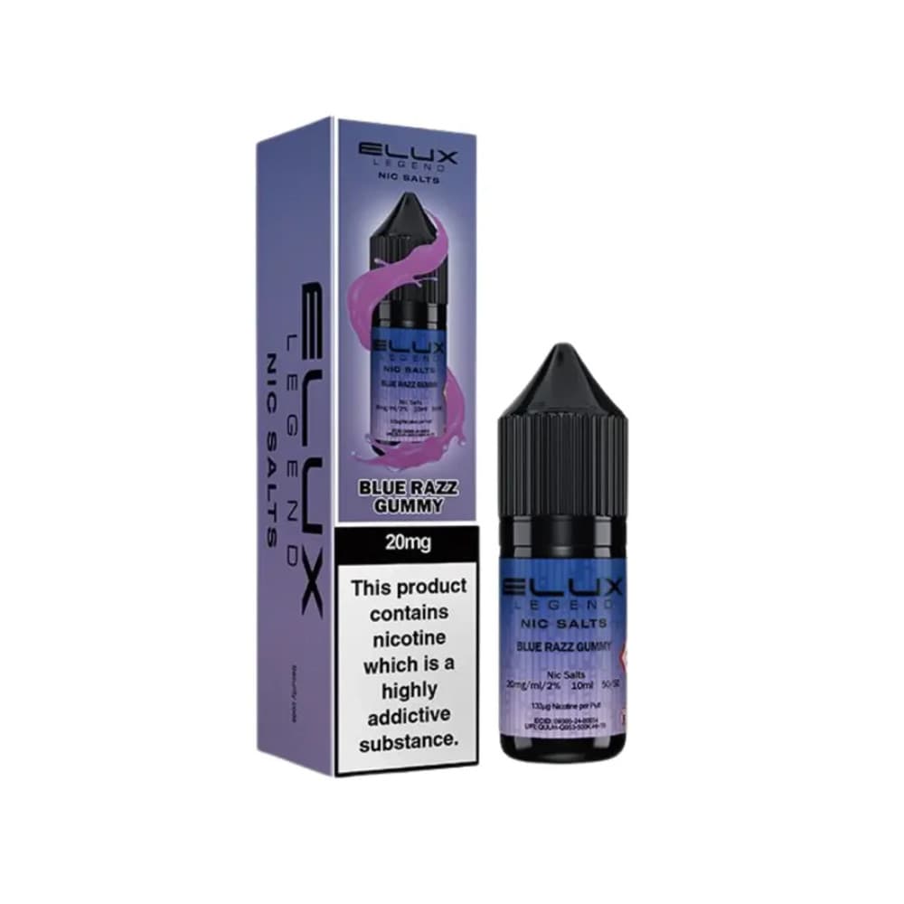  Blue Razz Gummy / 20mg Elux Legend Nic Salts E-Liquids 10ml 
