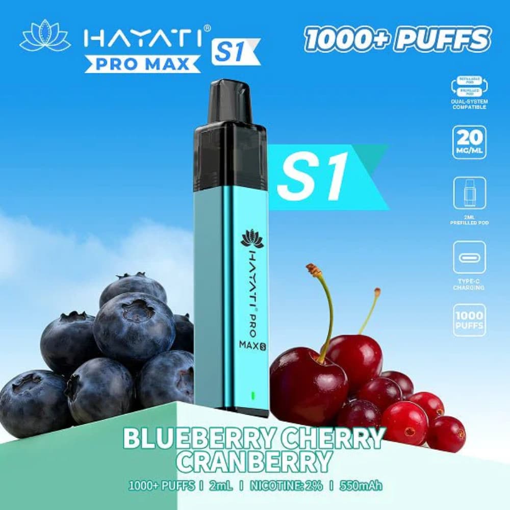  Blueberry Cherry Cranberry Hayati Pro Max S1 Vape Kit 