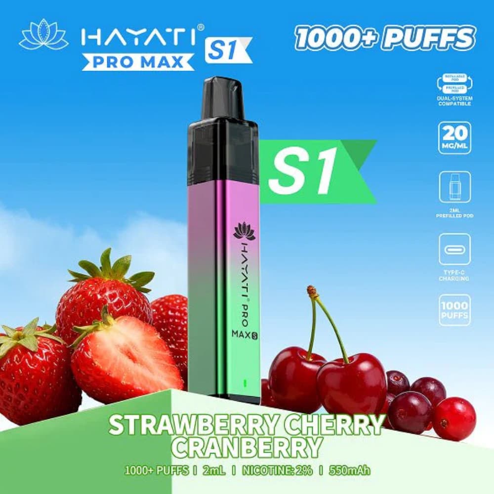  Strawberry Cherry Cranberry Hayati Pro Max S1 Vape Kit 