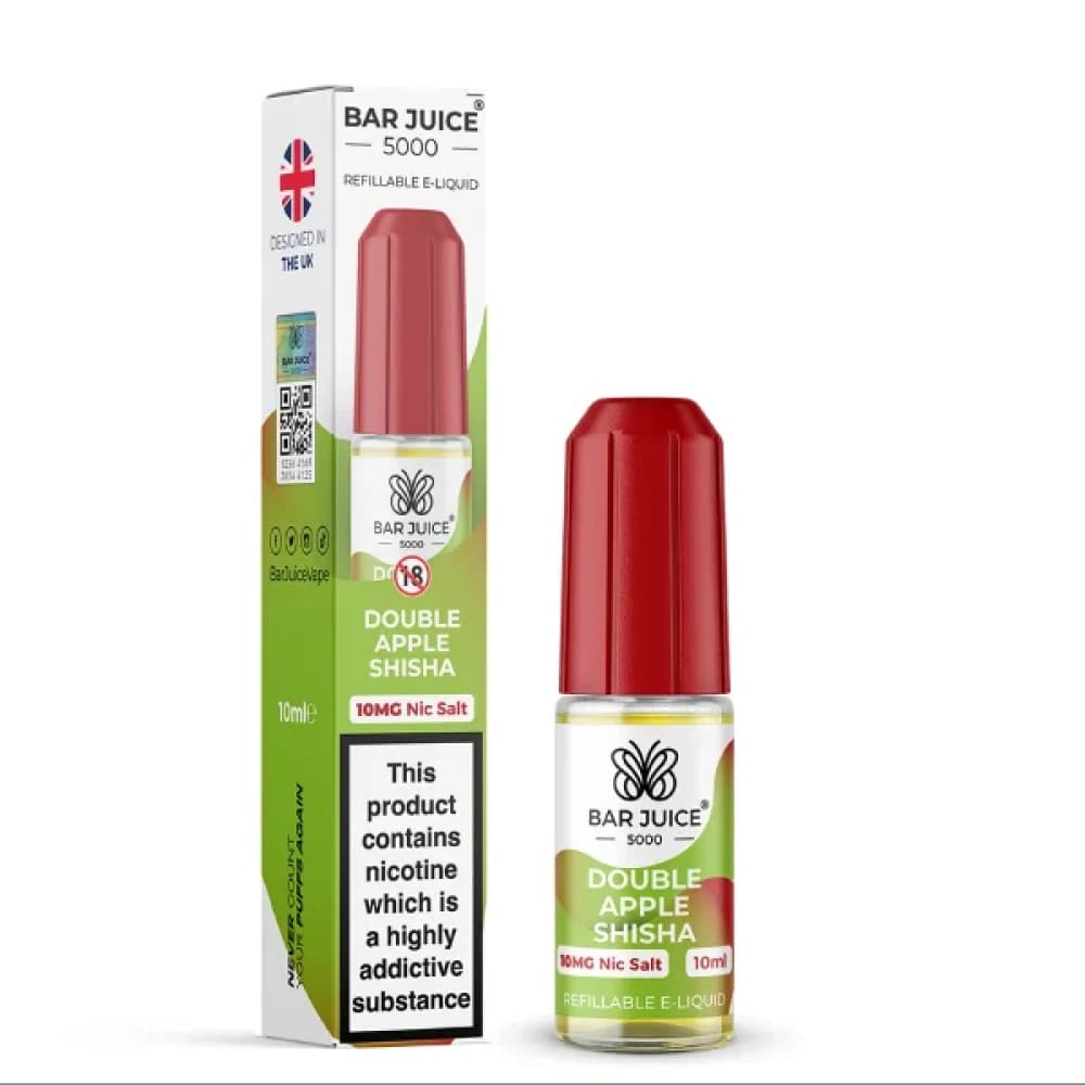  Double Apple Shisha / 20mg Bar Juice 5000 Nic Salts E-Liquids 10ml 