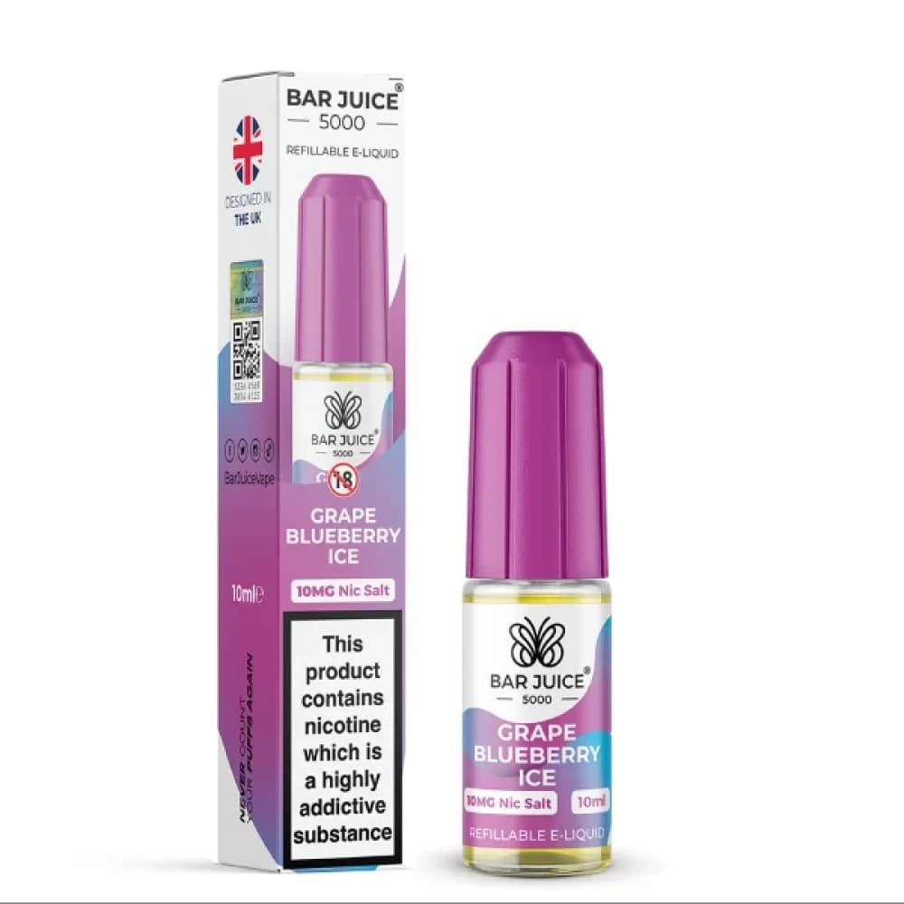  Grape Blueberry Ice / 20mg Bar Juice 5000 Nic Salts E-Liquids 10ml 