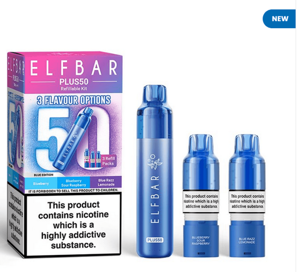 Blue Edition Elf Bar Plus50 Refillable Pod Vape Kit