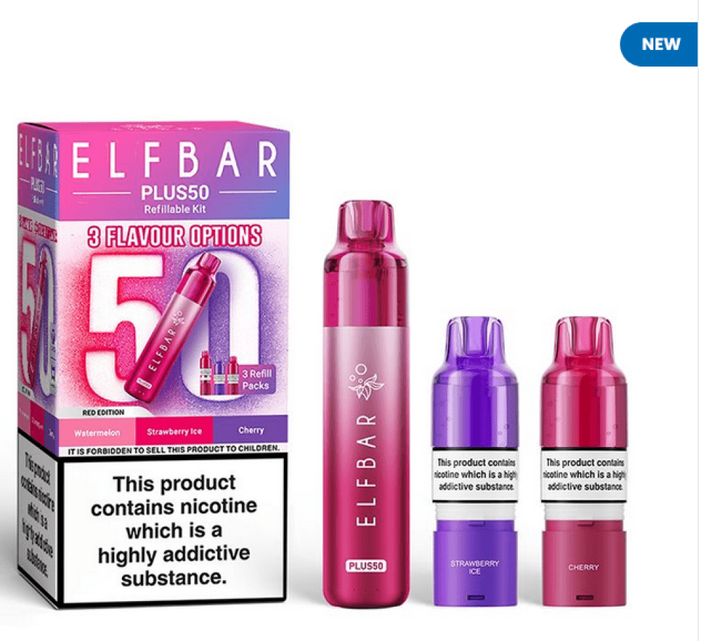 Red Edition Elf Bar Plus50 Refillable Pod Vape Kit