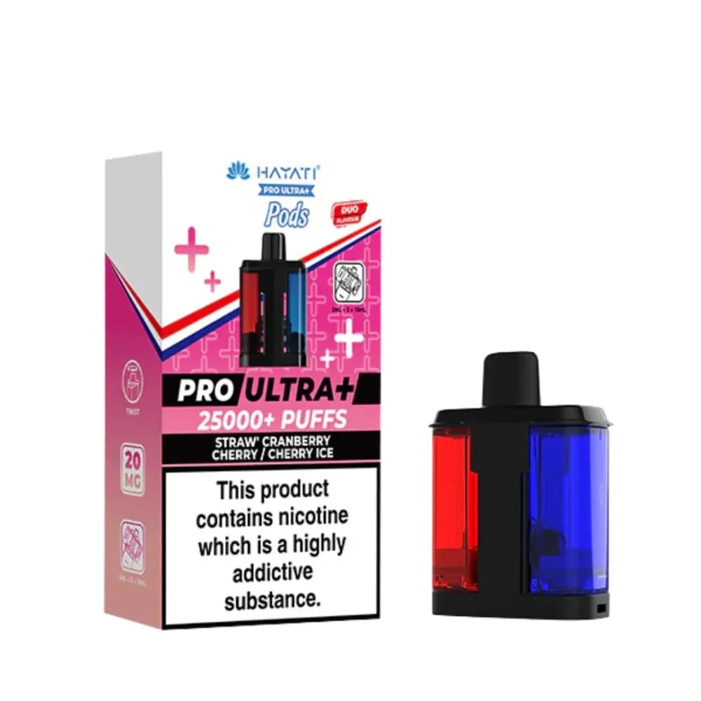 Straw'Cranberry Cherry/Straw' Raspberry Ice Hayati Pro Ultra Plus 25k Vape Kit