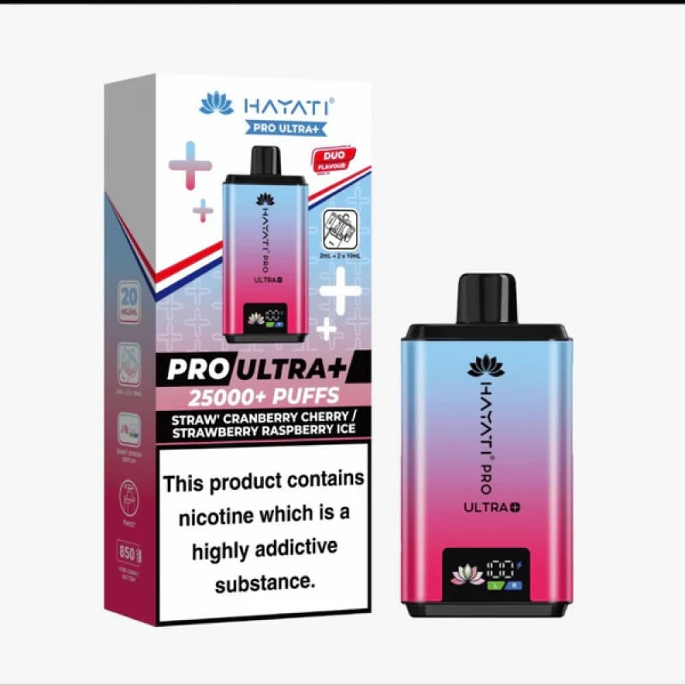 Straw'Cranberry Cherry/Straw' Raspberry Ice Hayati Pro Ultra Plus 25k Vape Kit